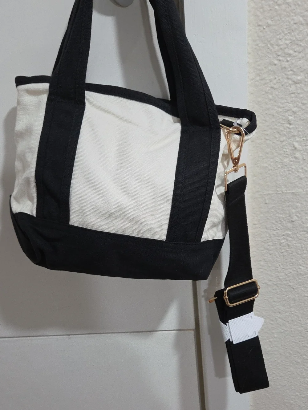 Disney Mickey Mouse Black & Cream Canvas Messenger Tote with Character Patches